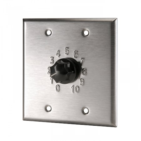 Quam 100W, 10-Step, Attenuator, 2-Gang, Stainless Steel Faceplate, Embossed QC100